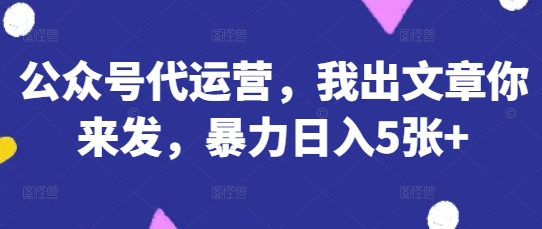 公众号代运营，我出文章你来发，暴力日入5张+【揭秘】-闲赋网