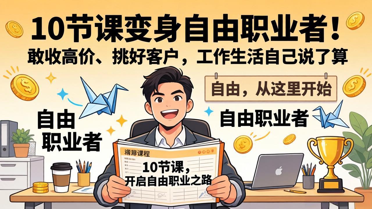 10 节课变身自由职业者！敢收高价、挑好客户，工作生活自己说了算-闲赋网