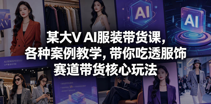 某大V AI服装带货课，各种案例教学，带你吃透服饰赛道带货核心玩法-闲赋网