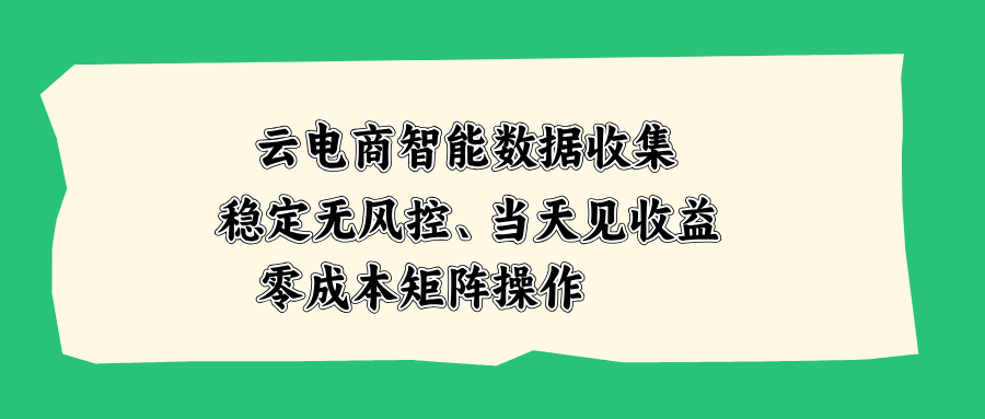 云电商智能数据收集，稳定无风控，当天见收益，零成本矩阵操作-闲赋网