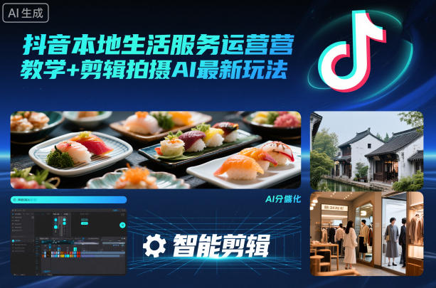 抖音本地生活服务运营教学+剪辑拍摄AI最新玩法-闲赋网