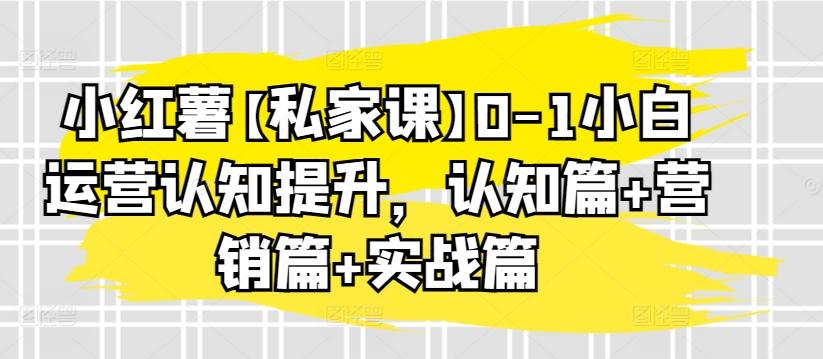 小红薯【私家课】0-1小白运营认知提升，认知篇+营销篇+实战篇-闲赋网