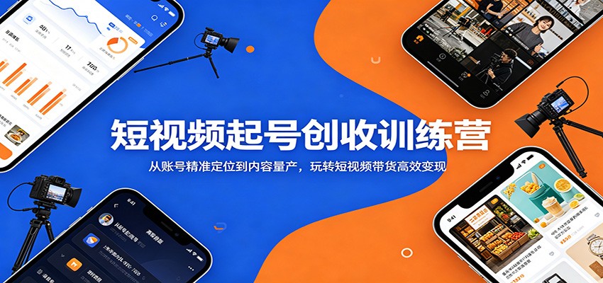 短视频起号创收训练营：从账号精准定位到内容量产，玩转短视频带货高效变现-闲赋网