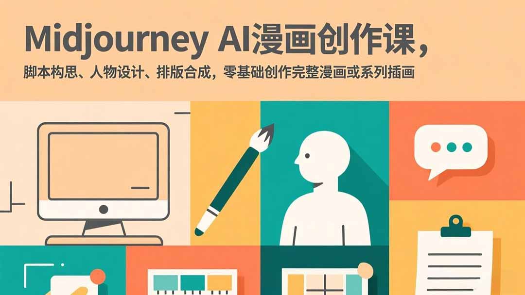 Midjourney AI漫画创作课，脚本构思、人物设计、排版合成，零基础创作完整漫画或系列插画-闲赋网