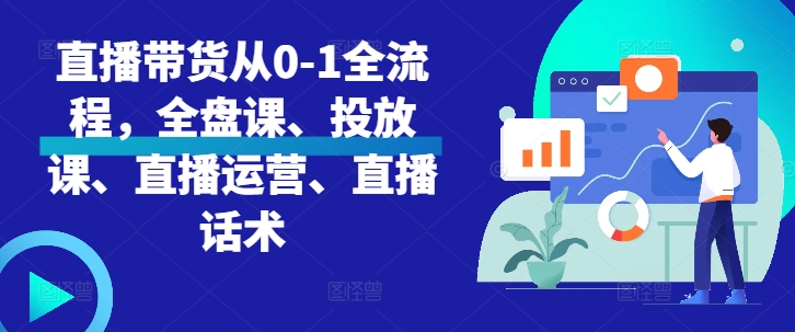 直播带货从0-1全流程，全盘课、投放课、直播运营、直播话术-闲赋网