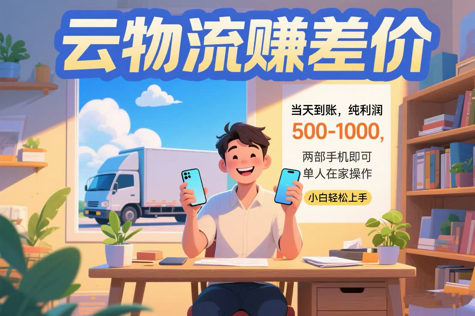 云物流赚差价 当天到账纯利润500-1000 两部手机即可 可单人在家操作 小…-闲赋网