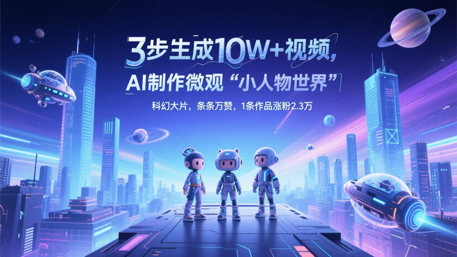 三步生成10W+视频，AI制作微观“小人物世界”科幻大片，条条万赞，1条作品涨粉2.3万-闲赋网