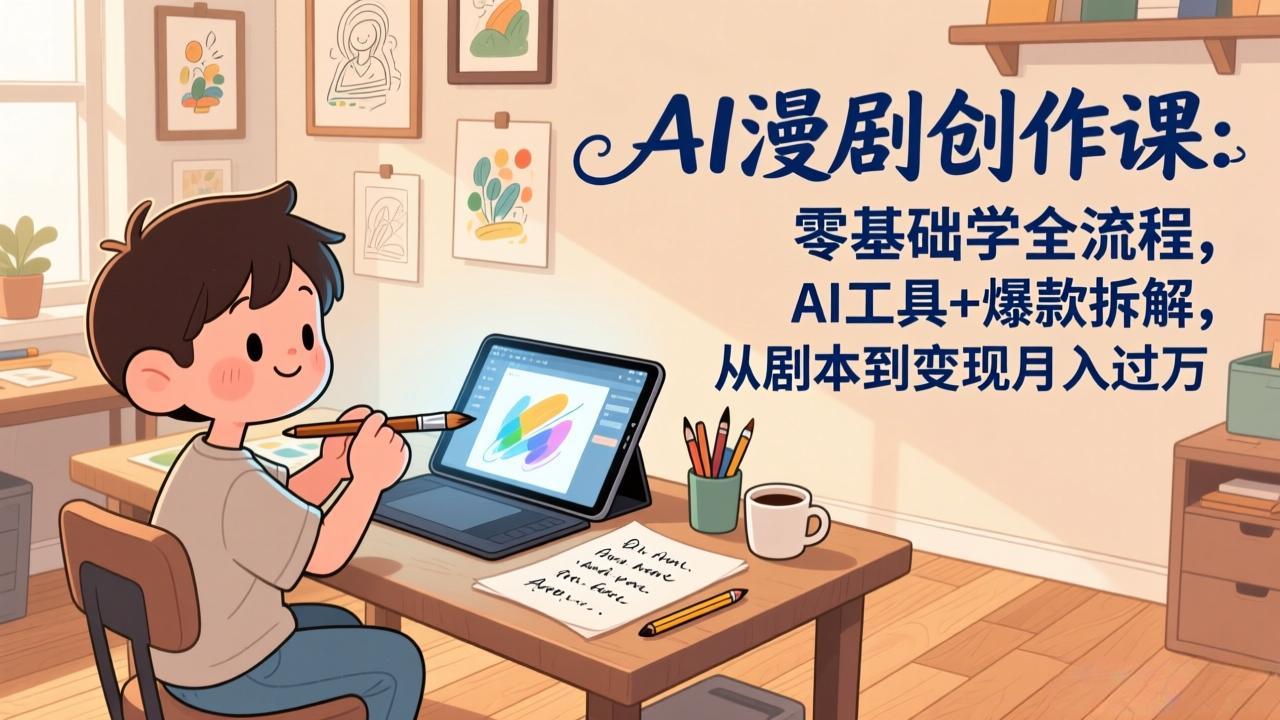 AI漫剧创作课：零基础学全流程，AI工具+爆款拆解，从剧本到变现月入过万-闲赋网