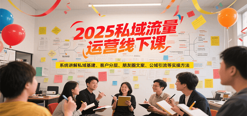 2025私域流量运营线下课，系统讲解私域基建/客户分层/朋友圈文案/公域引流等实操方法-闲赋网