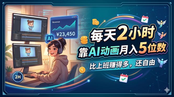 每天 2 小时，靠 AI 动画月入 5 位数，比上班赚得多，还自由-闲赋网