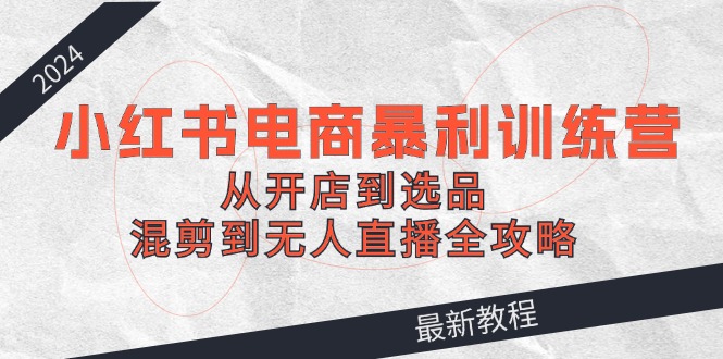 2024小红书电商暴利训练营：从开店到选品，混剪到无人直播全攻略-闲赋网
