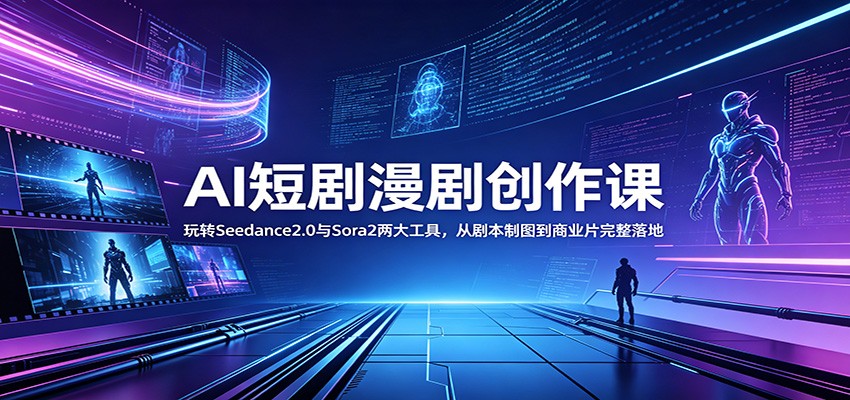 AI短剧漫剧创作课：玩转Seedance2.0与 Sora2两大工具，从剧本制图到商业片完整落地-闲赋网