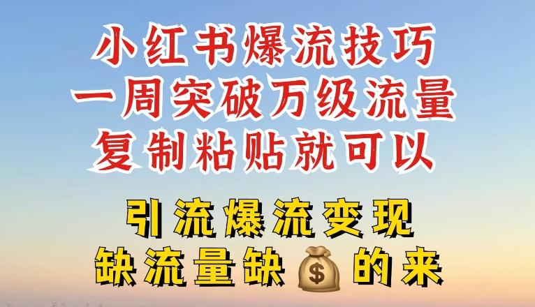 小红书爆流技巧，一周突破万级流量，复制粘贴就可以，引流爆流变现【揭秘】-闲赋网