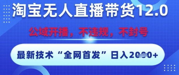 淘宝无人直播带货12.0，最新技术，不封号，不违规，操作简单，开播爆单，日入多张【揭秘】-闲赋网