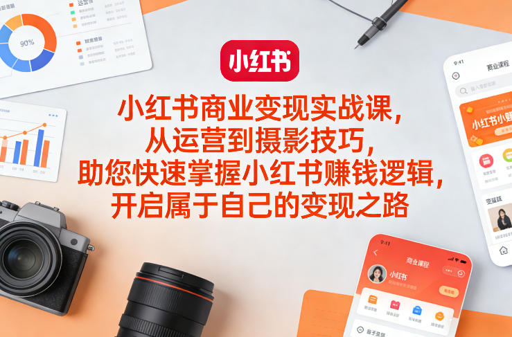 小红书商业变现实战课，从运营到摄影技巧，助您快速掌握小红书賺钱逻辑，开启属于自己的变现之路-闲赋网