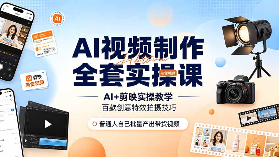 ae416cee62832831aad37c8a3456e3e2.jpeg AI视频制作全套实操课,多款AI工具搭配剪映教学,百种特效运镜拍摄实操,抖音账号带货运营全覆盖