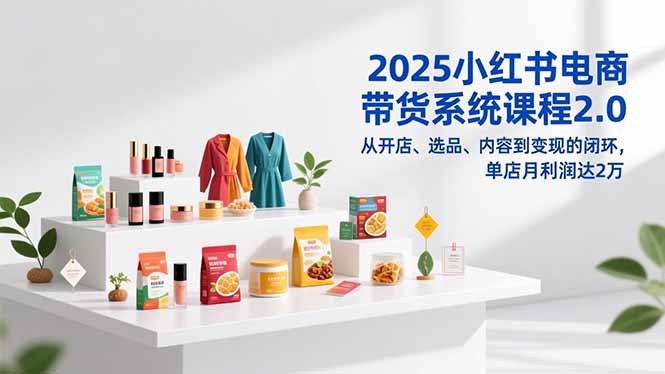 2025小红书电商带货系统课程2.0，从开店、选品、内容到变现的闭环，单店月利润达2万-闲赋网