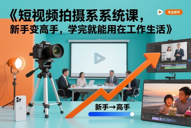短视频拍摄系统课，新手变高手，学完就能用在工作生活-闲赋网