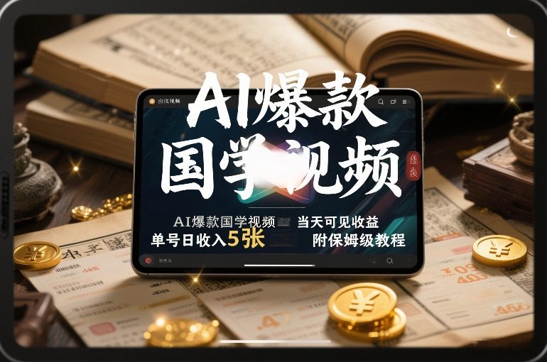 AI爆款国学视频，独家起号方法，小白直接上手，当天可见收益，单号日收入5张+附保姆级教程-闲赋网