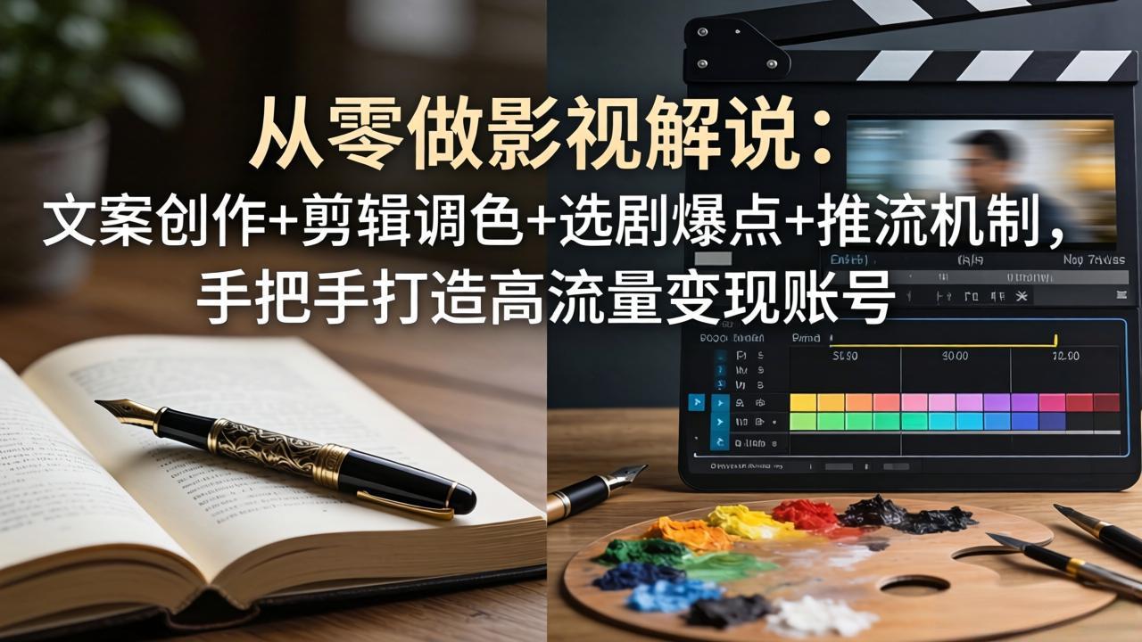 从零做影视解说：文案创作+剪辑调色+选剧爆点+推流机制，手把手打造高流量变现账号-闲赋网