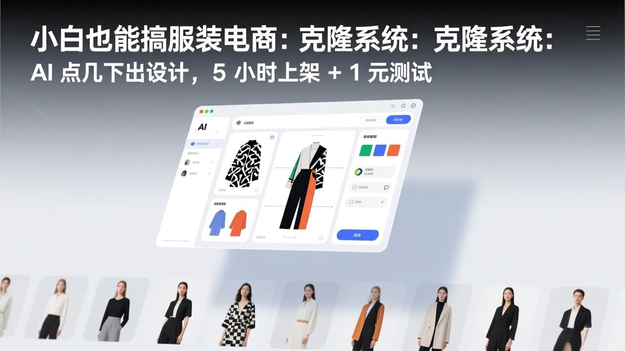 小白也能搞服装电商：克隆系统：AI 点几下出设计，5 小时上架 + 1 元测试-闲赋网