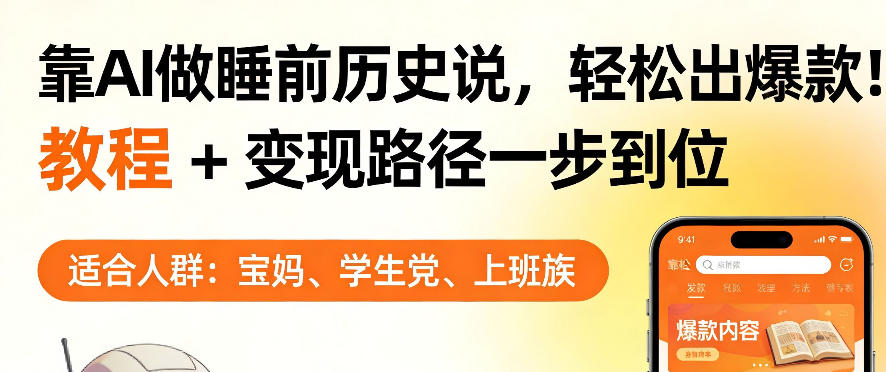 靠AI做睡前历史解说，轻松出爆款！教程+变现路径一步到位，单个视频收益1K+【揭秘】-闲赋网
