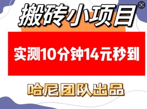搬砖小项目，实测10分钟14元秒到，每天稳定几张(赠送必看稳定)-闲赋网