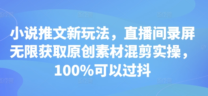 小说推文新玩法，直播间录屏无限获取原创素材混剪实操，100%可以过抖-闲赋网