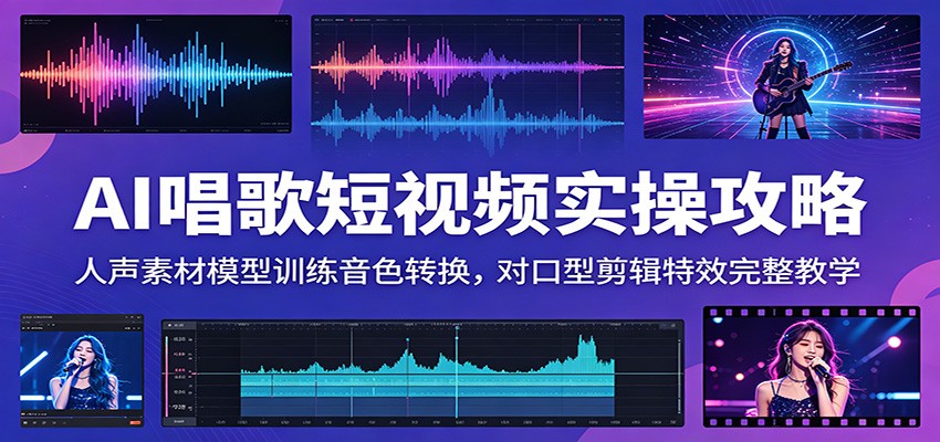 AI唱歌短视频实操攻略：人声素材模型训练音色转换，对口型剪辑特效完整教学-闲赋网