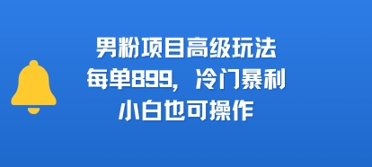 男粉项目高级玩法，每单899，冷门暴利，小白也可操作-闲赋网