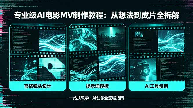 专业级AI电影MV制作教程，从想法到成片全拆解，宫格镜头+提示词模板+AI工具一站式教学-闲赋网