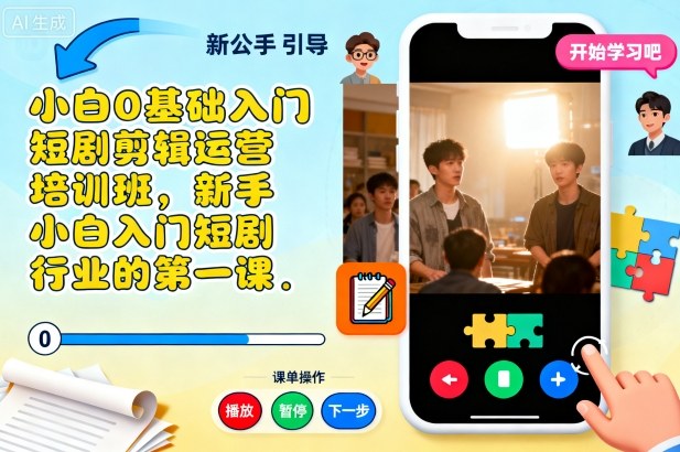 小白0基础入门短剧剪辑运营培训班，新手小白入门短剧行业的第一课-闲赋网