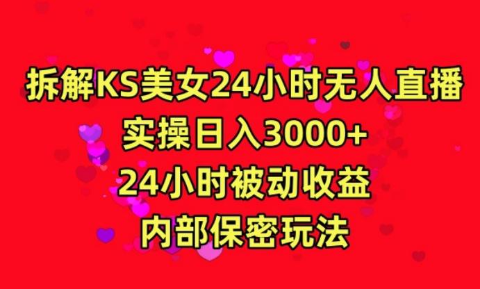 利用快手24小时无人美女直播，实操日入3000，24小时被动收益，内部保密玩法【揭秘】-闲赋网