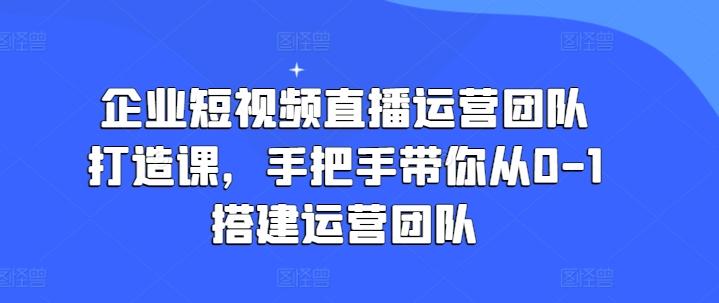 企业短视频直播运营团队打造课，手把手带你从0-1搭建运营团队-闲赋网