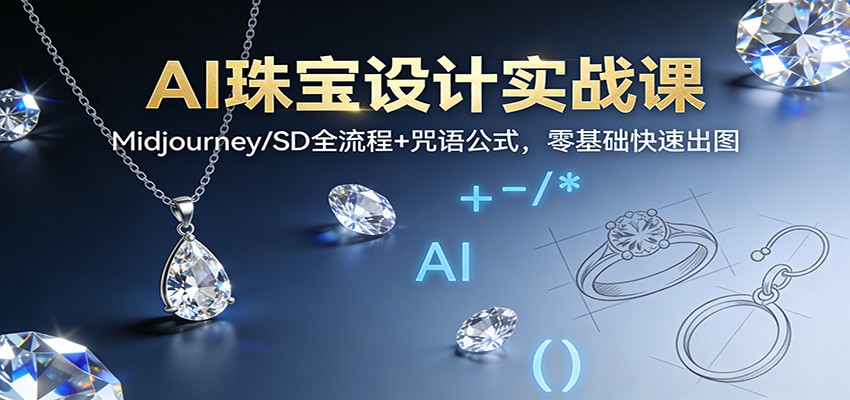 AI珠宝设计实战课：Midjourney/SD全流程+咒语公式，零基础快速出图-闲赋网