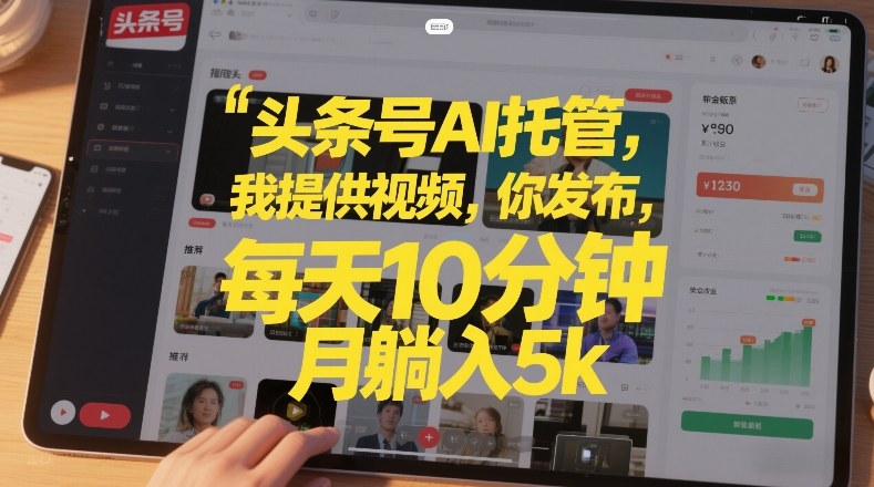 头条号AI托管，我提供视频，你发布，每天10分钟，月躺入5k+【揭秘】-闲赋网