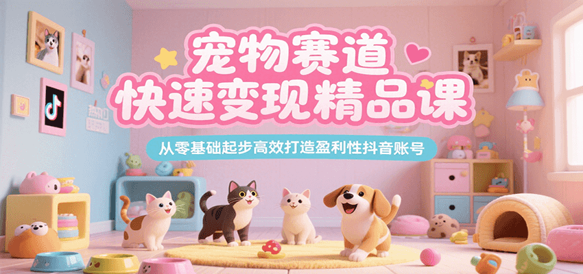 宠物赛道快速变现精品课，从零基础起步高效打造盈利性抖音账号-闲赋网