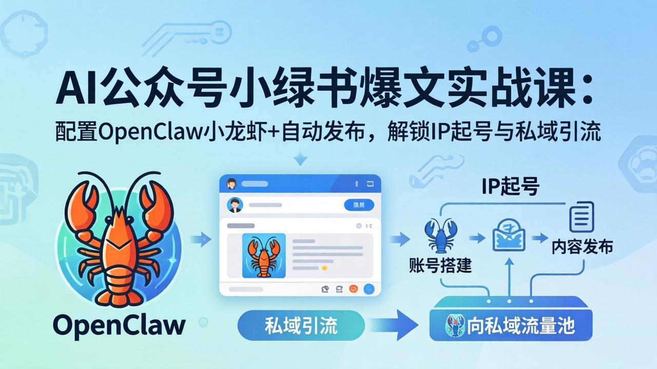 AI公众号小绿书变现实战课：小绿书爆文写作+OpenClaw自动发布，解锁IP起号与私域引流-闲赋网