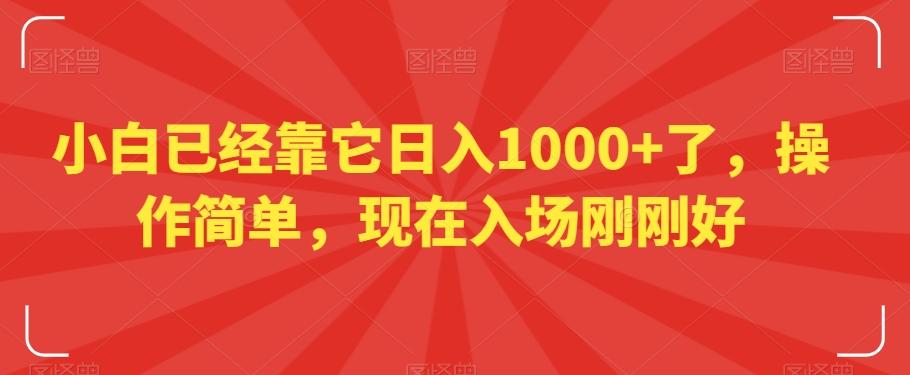 小白已经靠它日入1000+了，操作简单，现在入场刚刚好【揭秘】-闲赋网