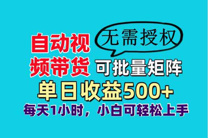 自动视频带货，可批量矩阵，单日收益500+、轻松实现睡后收益，小白可…-闲赋网