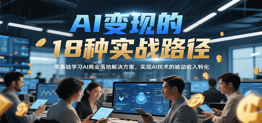 AI变现的18种实战路径，零基础学习AI商业落地解决方案，实现AI技术的被动收入转化-闲赋网
