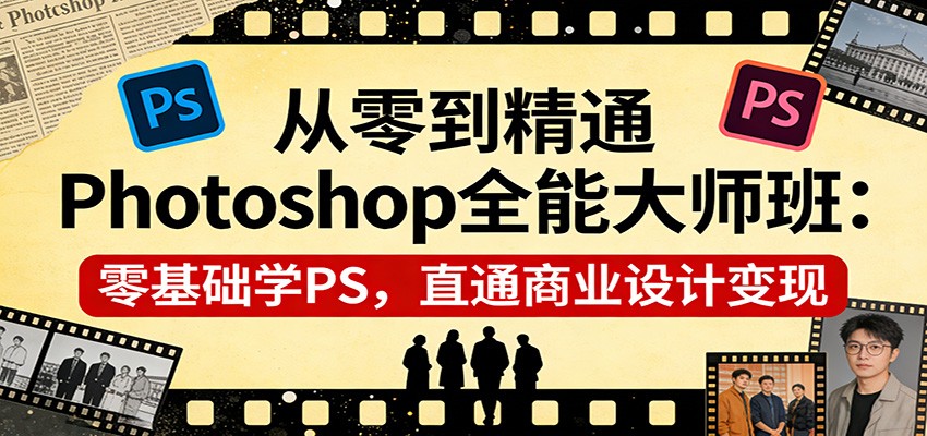 从零到精通Photoshop全能大师班：零基础学PS，直通商业设计变现-闲赋网
