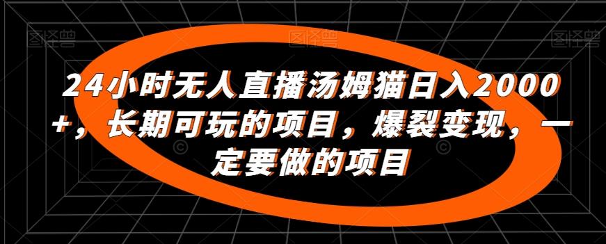 24小时无人直播汤姆猫日入2000+，长期可玩的项目，爆裂变现，一定要做的项目【揭秘】-闲赋网