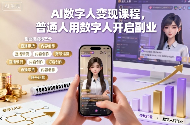 b8310eae760d295abd4daa93b2ce49ee.jpeg AI数字人变现课程,普通人用数字人开启副业