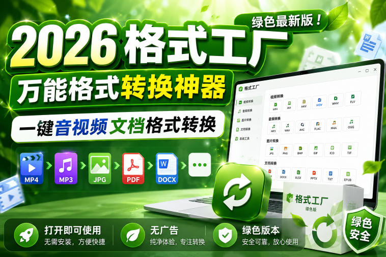 b90c6e966ec5eca9691b4452bc24176d.jpeg 2026格式工厂绿色最新版!万能格式转换神器,一键音视频文档格式转换,打开即可使用,无广告绿色版本