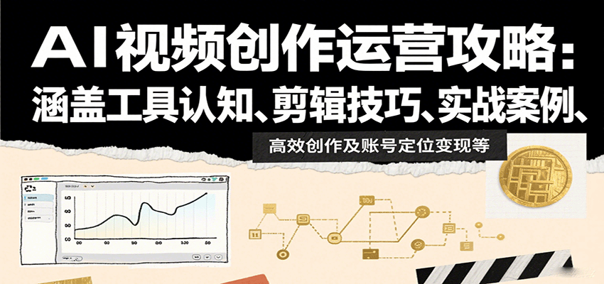 AI视频创作运营攻略：涵盖工具认知、剪辑技巧、实战案例、高效创作及账号定位变现等-闲赋网
