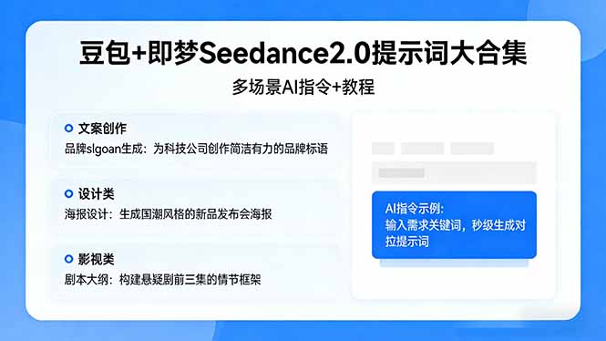 ba3020174f2a0709cd1e2cf1f653e784.jpeg 豆包+即梦Seedance2.0提示词大合集:多场景AI指令+教程,解锁文案、设计、影视高效创作