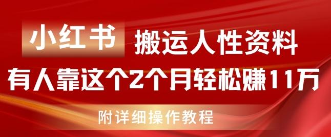小红书搬运人性资料，有人靠这个2个月轻松赚11w，附教程【揭秘】-闲赋网