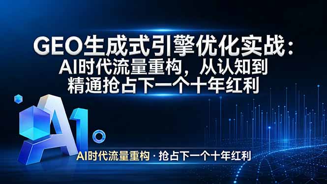 GEO 生成式引擎优化实战：AI时代流量重构，从认知到精通抢占下一个十年红利-闲赋网