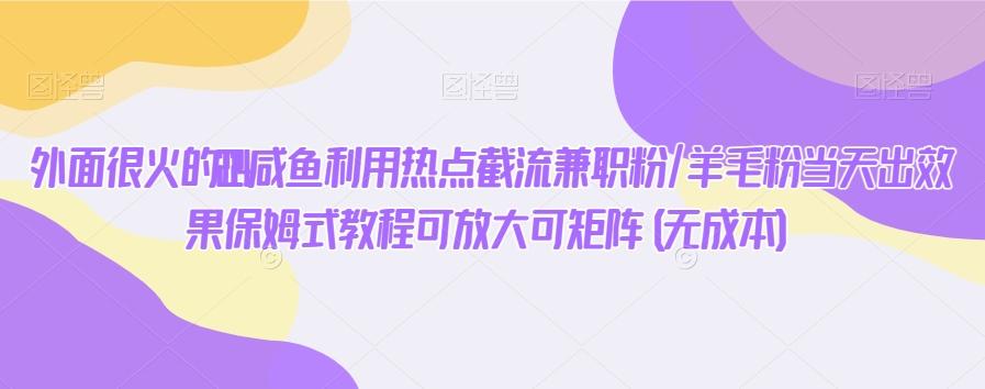 外面很火的2024咸鱼利用热点截流兼职粉/羊毛粉当天出效果保姆式教程可放大可矩阵(无成本)-闲赋网